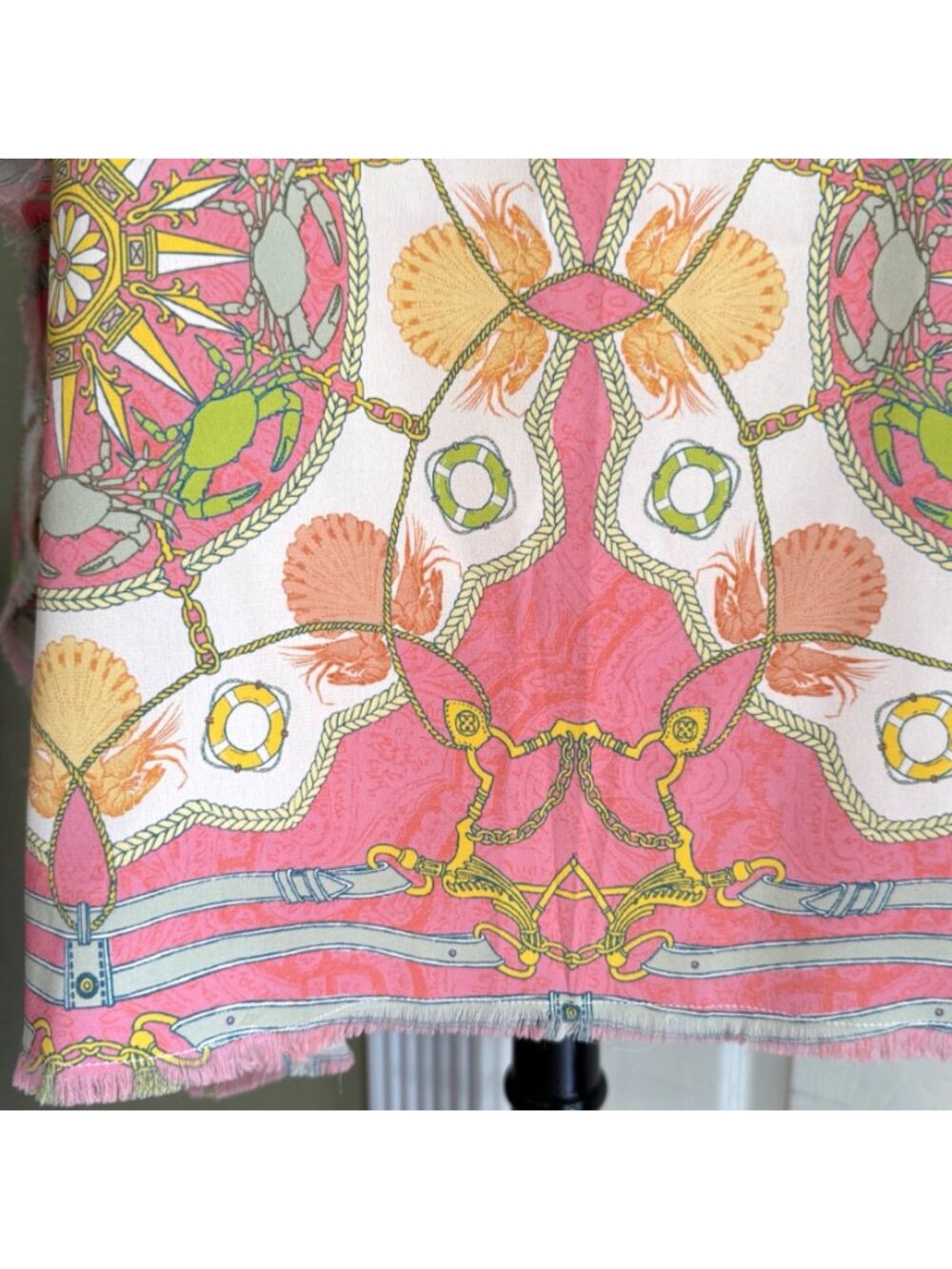 size L/XL Tyler Boe silk caftan coral pink white orange blue beach cover up - Picture 4 of 10